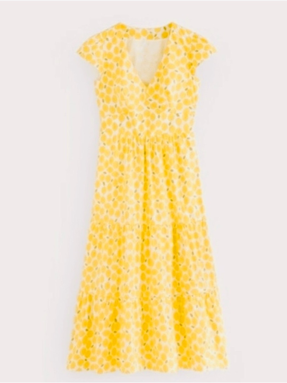 Boden May Cotton MIDI Tea Dress Lemon printed Size 12 US - Picture 2 of 8